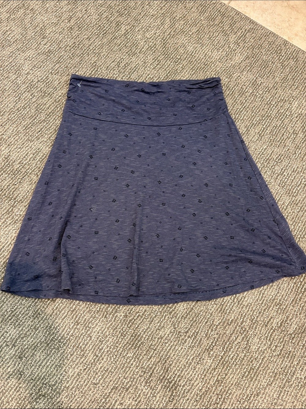 Toad&Co Navy Blue A-Line Skirt with Subtle Geometric Print
